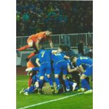 Football Arijanet Muric signed 12x8 colour photo pictured celebrating while playing for Kosovo.