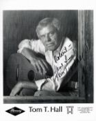 Tom Hall signed 10 x 8 inch black and white photo. Dedicated. Good condition. All autographs come