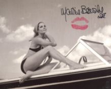 007 Bond girl Martine Beswick signed and physically kissed Thunderball photo to leave a lipstick