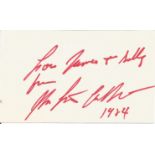 Kenneth Galbraith signed 6x4 white card. Good condition. All autographs come with a Certificate of