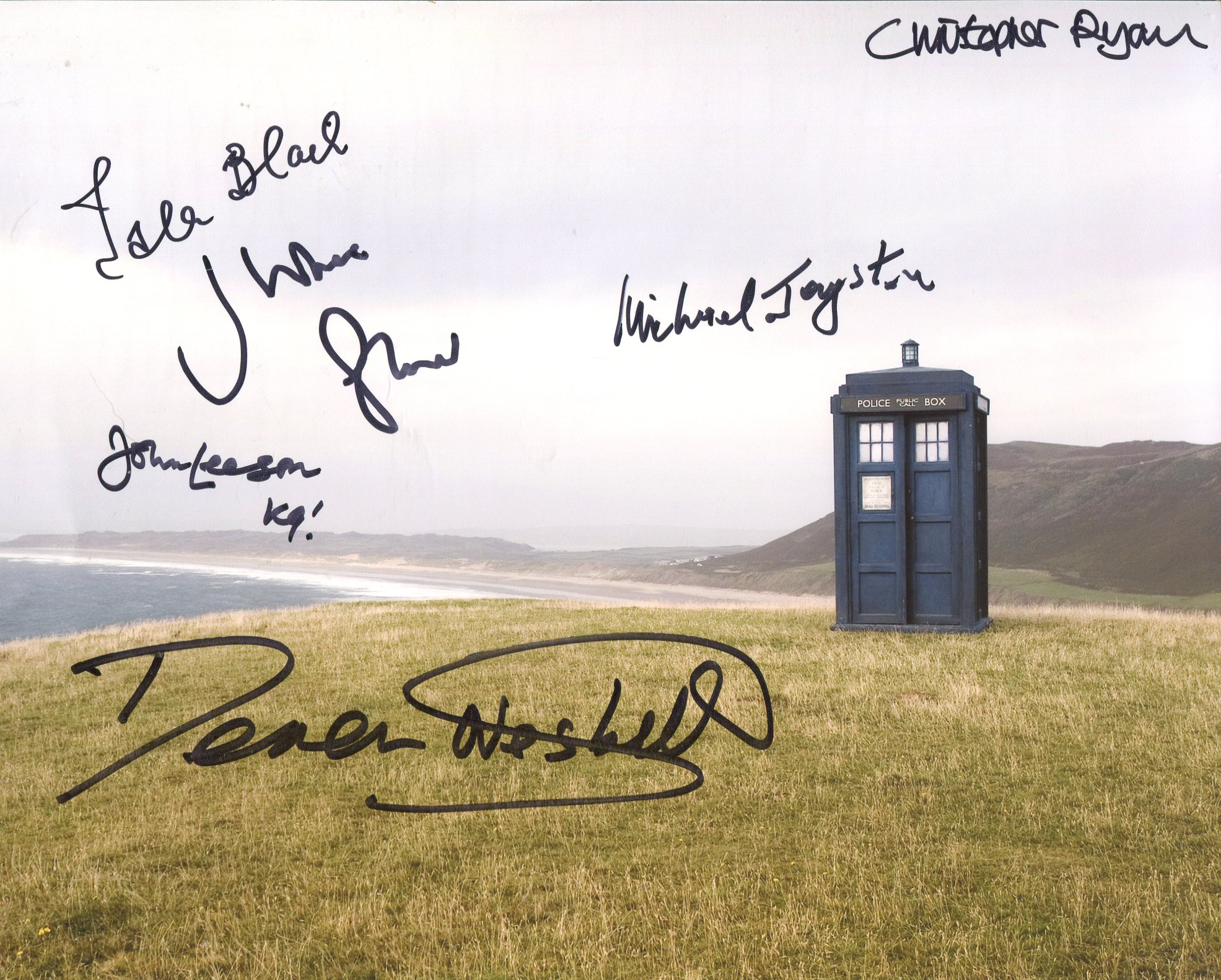 Doctor Who 8x10 photo signed by SIX stars of the series Isla Blair, Julian Glover, Derren Nesbitt,