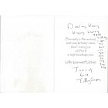 Jilly Cooper signed birthday card. English author. She began her career as a journalist and wrote