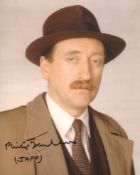 Poirot 8x10 photo signed by actor Philip Jackson as Inspector Japp. Good condition. All autographs