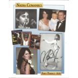 Nadia Comaneci signed 10 x 8 inch colour montage photo. Romanian, retired gymnast and a five-time