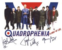 Quadrophenia logo photo signed by THREE stars of that film, Leslie Ash, Garry Cooper and Toyah