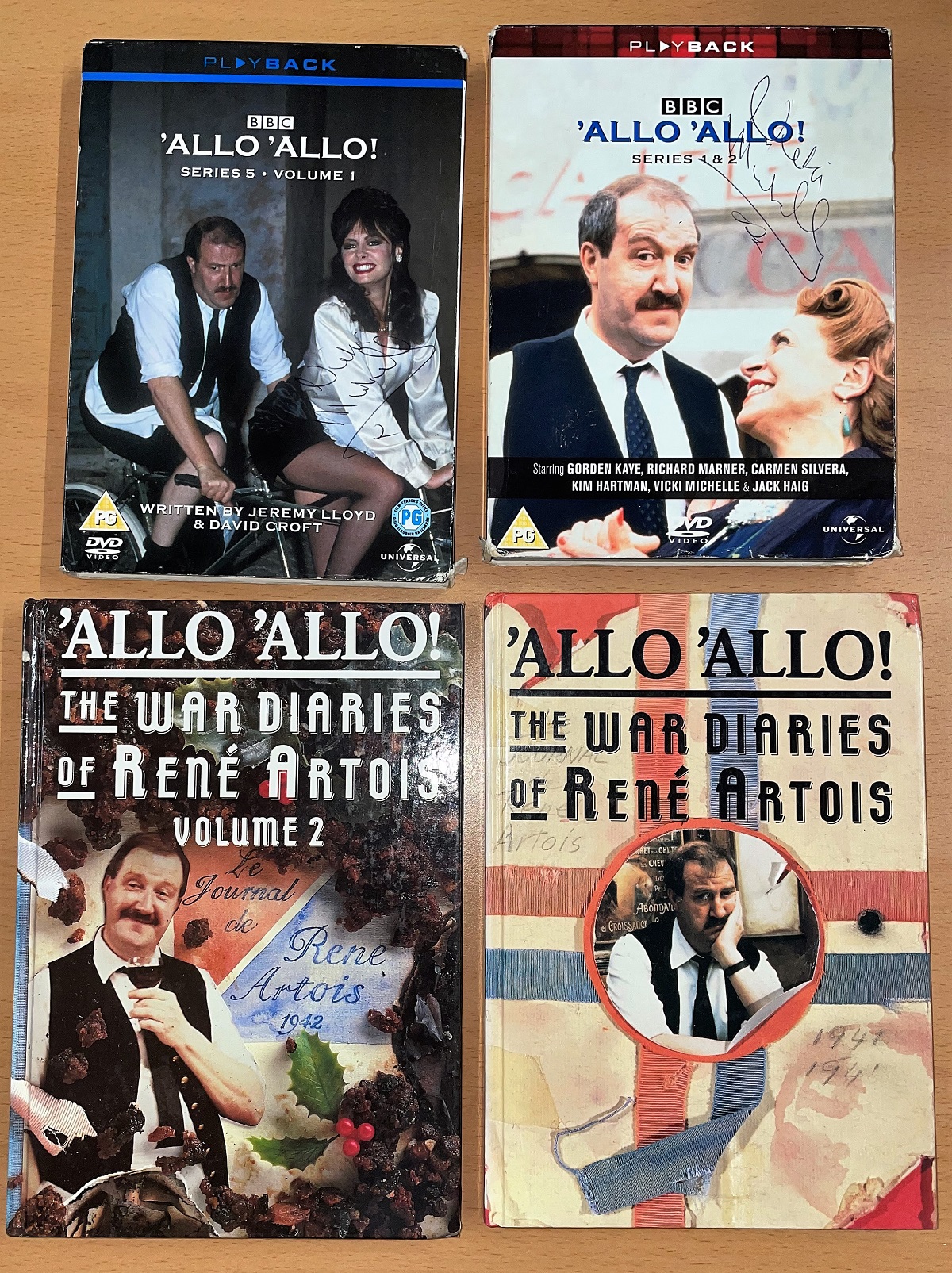 Allo Allo Five items of signed 'Allo, 'Allo memorabilia 'Allo, 'Allo is a British sitcom