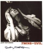 Twins of Evil 8x10 horror movie photo signed by actress Judy Matheson. Good condition. All