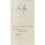 Sir John Major Signed signature card. Signed at Young Conservatives Meeting in Eastbourne 8/2/92