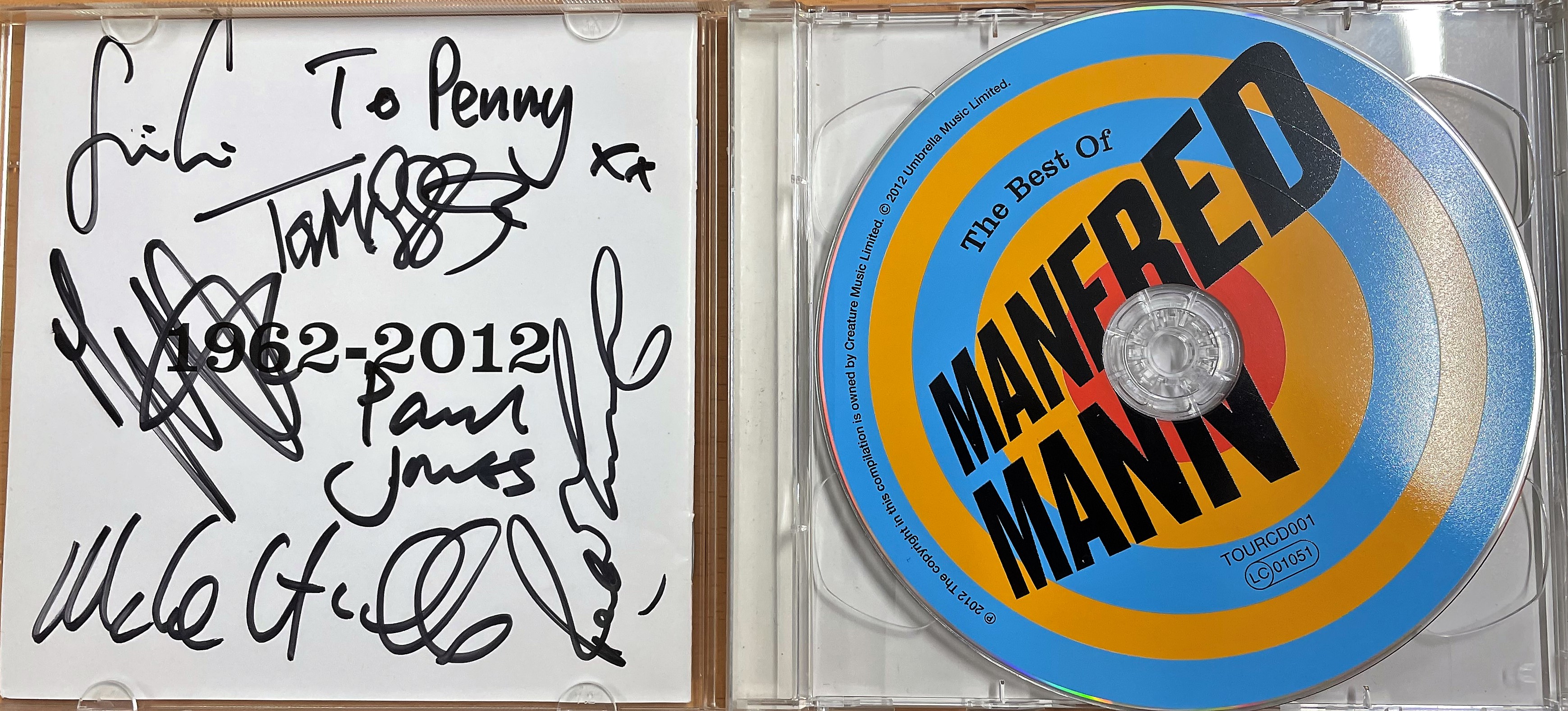 Manfred Mann multi signed CD sleeve titled The Best of Manfred Mann includes all band members