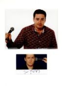 Jason Manford signed small colour photo, mounted below unsigned photo. Approx size 16x12. English