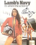 Lamb's Navy Rum, iconic 1970's advertising photo signed by Lamb's Navy Rum girl Caroline Munro. Good