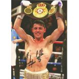 Boxing Anthony Crolla signed 12x8 colour photo pictured celebrating after defending his world title.