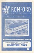 Football vintage programme Romford v Folkestone Town Southern League Premier League 26th December