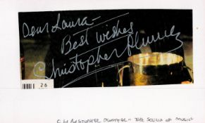 Christopher Plummer signed 5x3 card dedicated. Arthur Christopher Orme Plummer CC (December 13, 1929