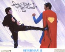 Superman II movie photo signed by actress Sarah Douglas as Ursa. Good condition. All autographs come