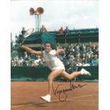 Virginia Wade signed 10 x 8 inch colour photo. Sarah Virginia Wade, OBE, born 10 July 1945 is a