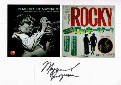 Maynard Ferguson signed 12x8 signature piece includes signed white card and two photos fixed to A4