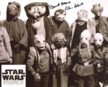 Star Wars 8x10 photo from Return of the Jedi, signed by actor David Stone as Wioslea and Eileen