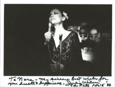Julie Wilson signed 10 x 8 inch b/w photo inscribed to Nora. Condition 8/10. Good condition. All