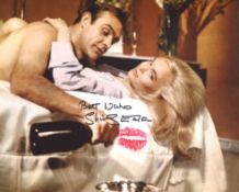 007 Bond girl Shirley Eaton signed and physically kissed Goldfinger photo to leave a lipstick mark