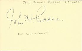John Cordle politician signed album page with biography. Political Historic Autograph. Good