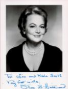 Olivia De Havilland signed 5x4 black and white photo dedicated. British-American actress. The