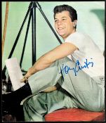 Tony Curtis signed 9x8 colour photo affixed to card. Tony Curtis (born Bernard Schwartz; June 3,