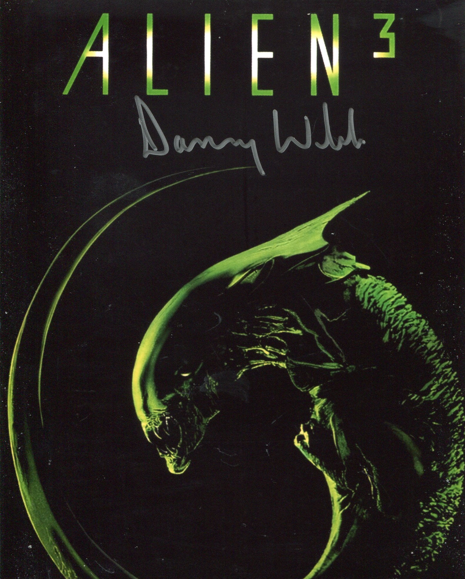 Alien 3 movie poster photo signed by actor Danny Webb. Good condition. All autographs come with a