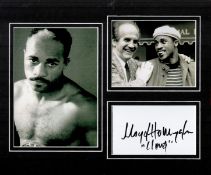 Boxing Lloyd Honeyghan 12x10 mounted signature piece includes signed album page and two black and