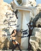 Starcrash, Caroline Munro and Judd Hamilton signed 8x10 movie scene photo. Good condition. All