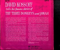 David Kossoff signed record sleeve The Three Donkeys and the Story of Jonah 33rpm vinyl record