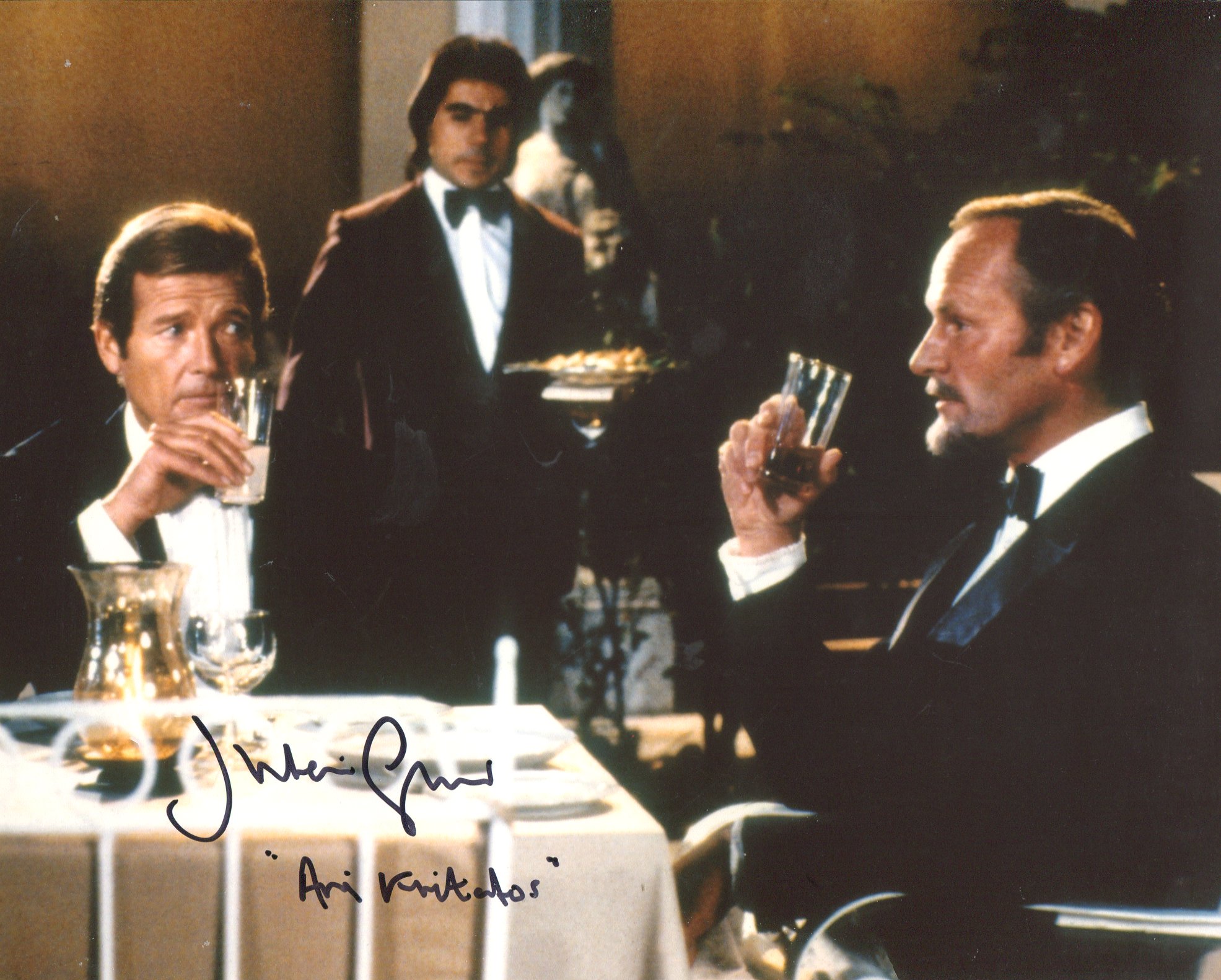 007 James Bond bad guy Julian Glover as Kristatos signed 8x10 photo, he has also added his character