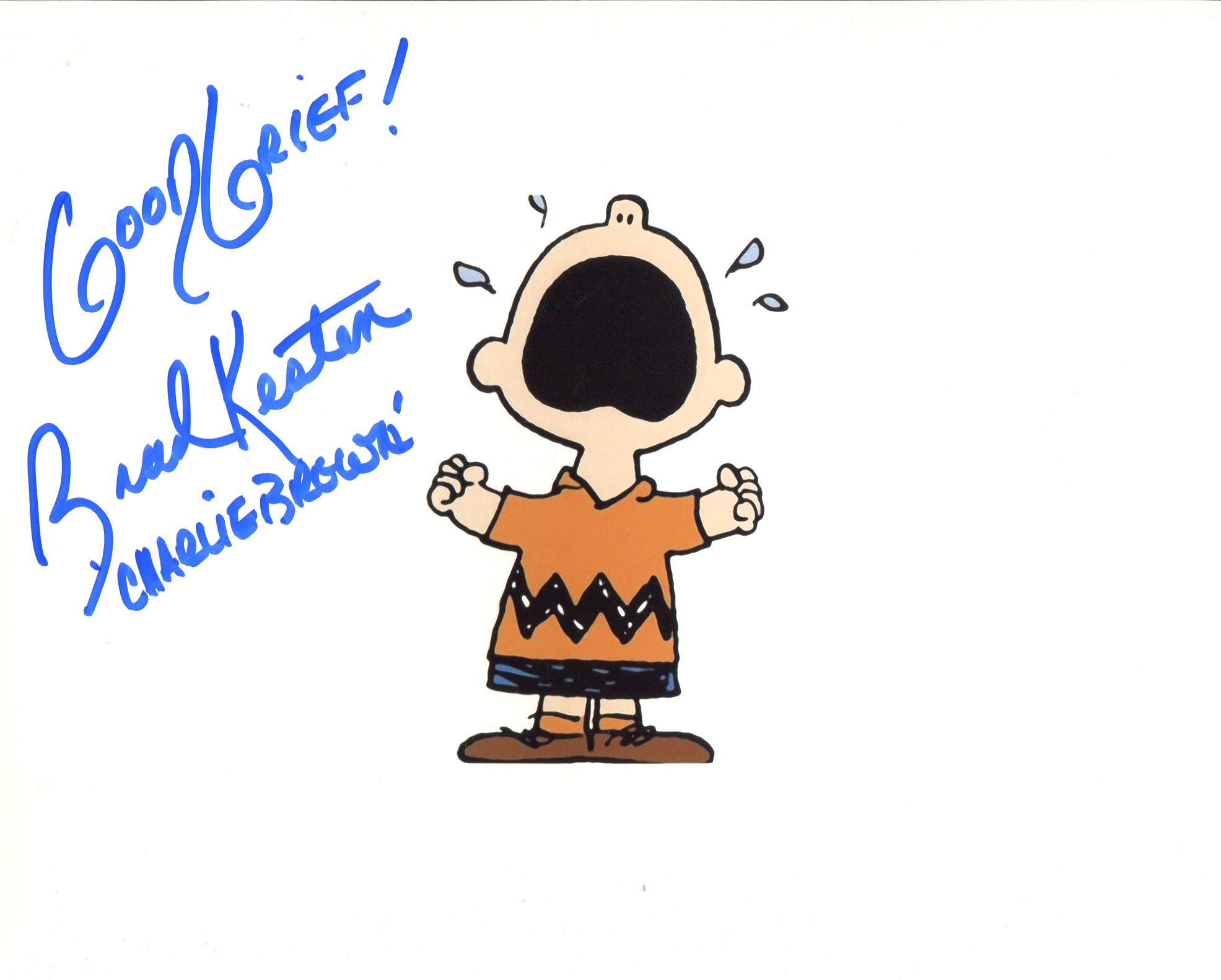 Peanuts and Charlie Brown 8x10 photo signed by Brad Kesten, the voice of Charlie Brown. Good