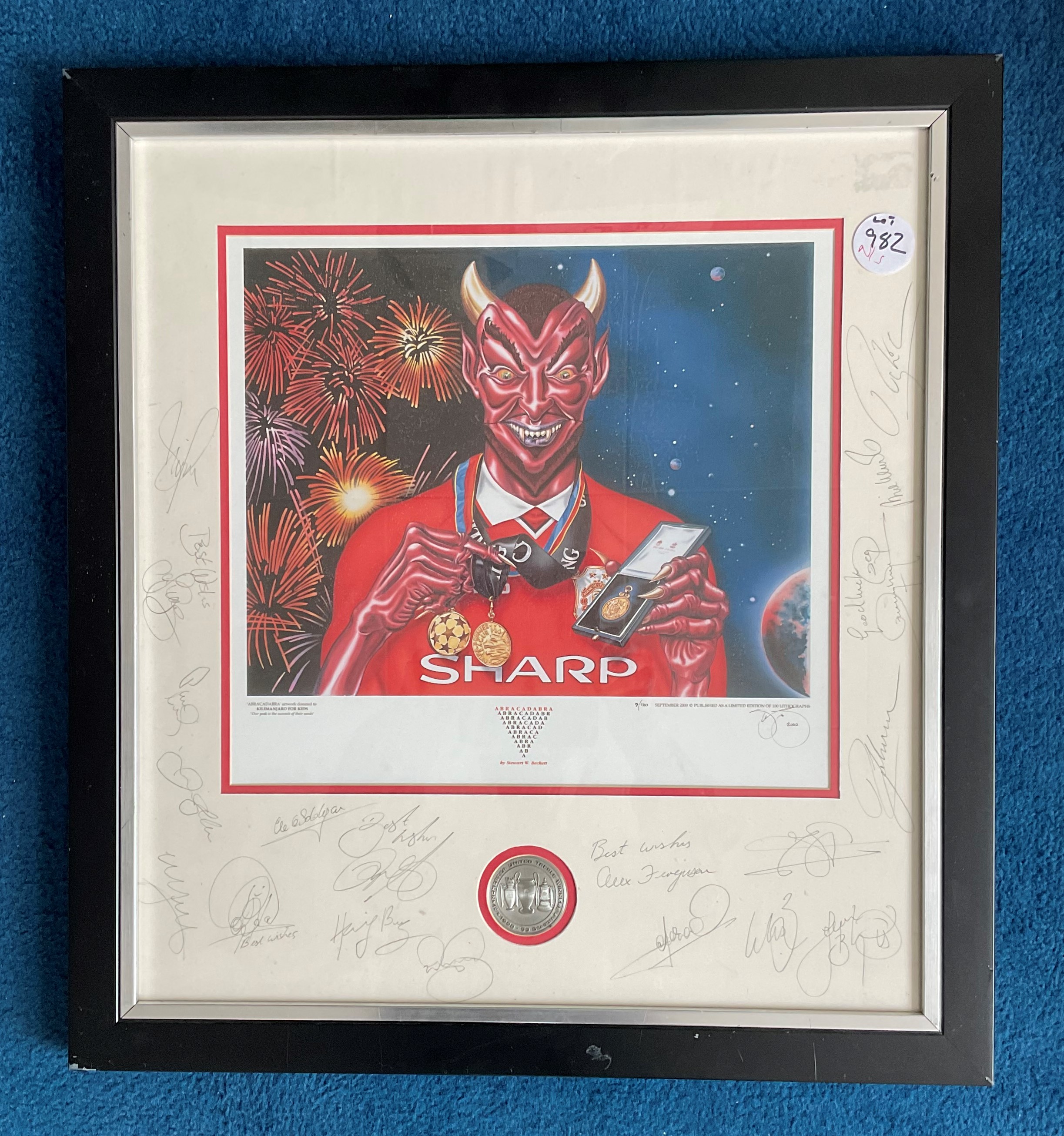 Abracadabra Manchester United Hand Signed LITHOGRAPH Limited edition number 9 of 100 produced,