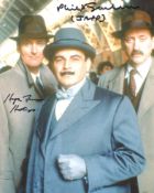 Poirot 8x10 photo signed by actor Hugh Fraser as Captain Hastings and Philip Jackson as Inspector