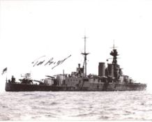 HMS Hood. 8x10 inch photo hand signed by Ted Briggs, who at the time of signing was the last