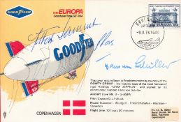 Zeppelin Captains Hans Von Schiller and Albert Sammt signed flown FDC The Europa Goodyear Type GZ