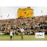 Golf, Tom Lehman signed and mounted colour presentation photograph, approx 12x16. Lehman is an