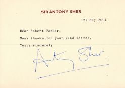 Sir Anthony Sher TLS dated 21st May 2004. Sir Antony Sher KBE (14 June 1949 - 2 December 2021) was a