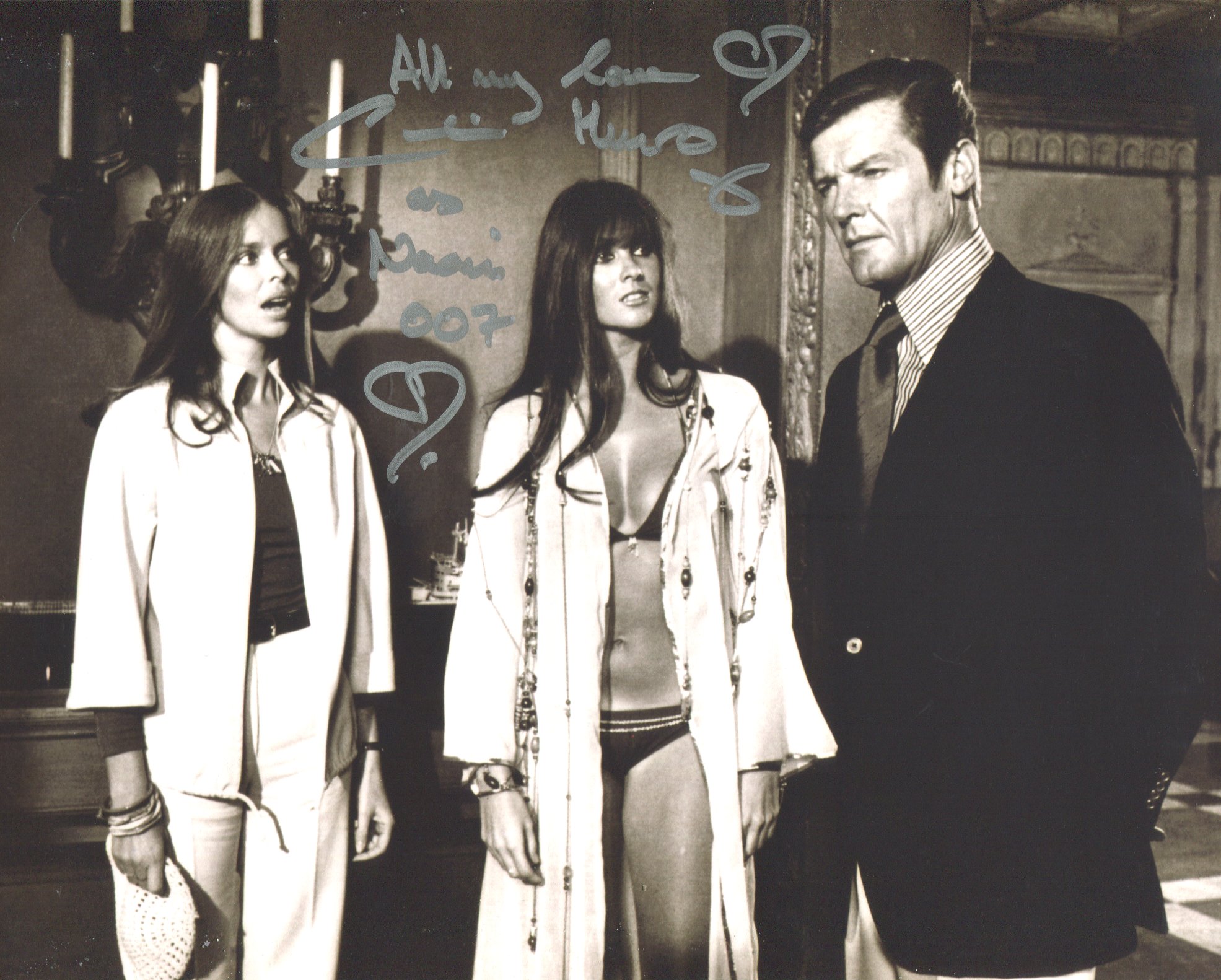 007 Bond girl Caroline Munro signed 8x10 The Spy Who Loved Me photo. Good condition. All
