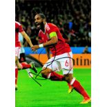 Football Ashley Williams signed 12x8 colour photo pictured celebrating while playing for Wales.