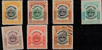Labuan Colony Pre 1936 7 Stamps On Stockcard. Good condition. We combine postage on multiple winning