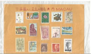 15 Macau stamps fixed to card. Good condition. We combine postage on multiple winning lots and