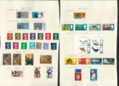 GB stamp collection over 9 loose album pages. Ranging between 1968-1970. 100, stamps. Good. Good