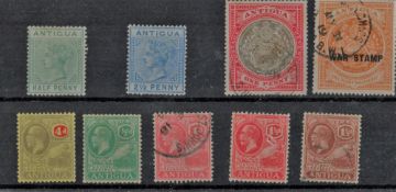 Antigua 9 old Stamps on Stockcard. Good condition. We combine postage on multiple winning lots and