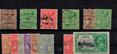 Malta Pre 1936 14 Stamps On Stockcard. Good condition. We combine postage on multiple winning lots