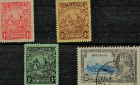 Barbados Stockcard with 4 Old Stamps. Good condition. We combine postage on multiple winning lots