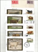 12 First Day Covers/Postal Covers Including Benham Silk Cachet British Cattle. Good condition. We