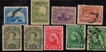 Newfoundland Pre 1936 9 Stamps On Stockcard. Good condition. We combine postage on multiple