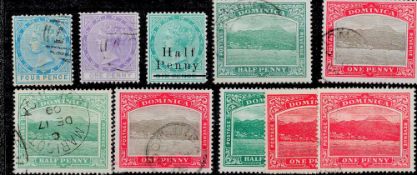 Dominica 10 Stamps Pre 1908 On Stockcard. Good condition. We combine postage on multiple winning